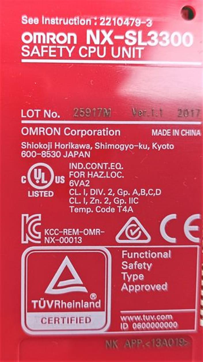 Omron NX-SL3300 Safety CPU Unit NEUWERTIG