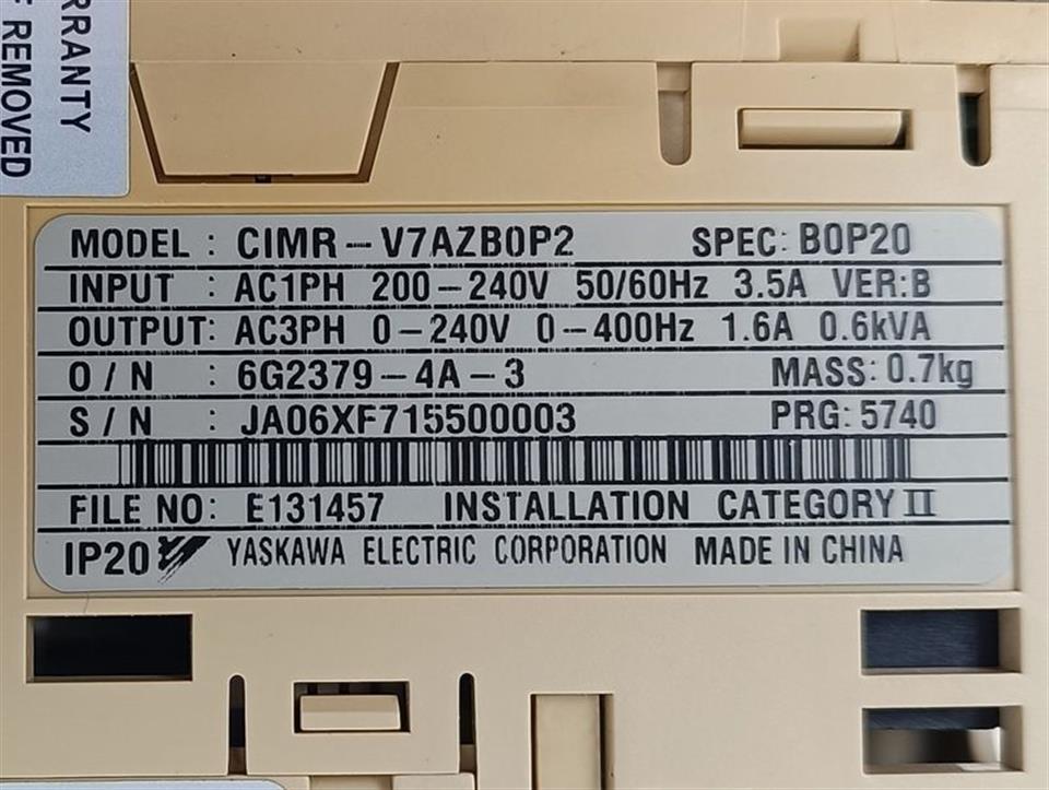 Omron Yaskawa CIMR-V7AZB0P2 TESTED & TOP ZUSTAND