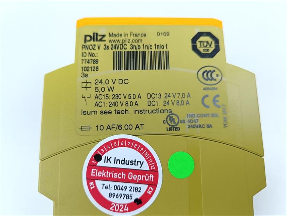 PILZ PNOZ V 3s 24VDC 3n/o 1n/c 1n/o t ID No: 774789 TESTED NEUWERTIG