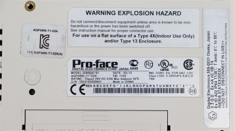 PRO-FACE Operator Panel AGP3400-T1-D24 3280035-01 TOP ZUSTAND