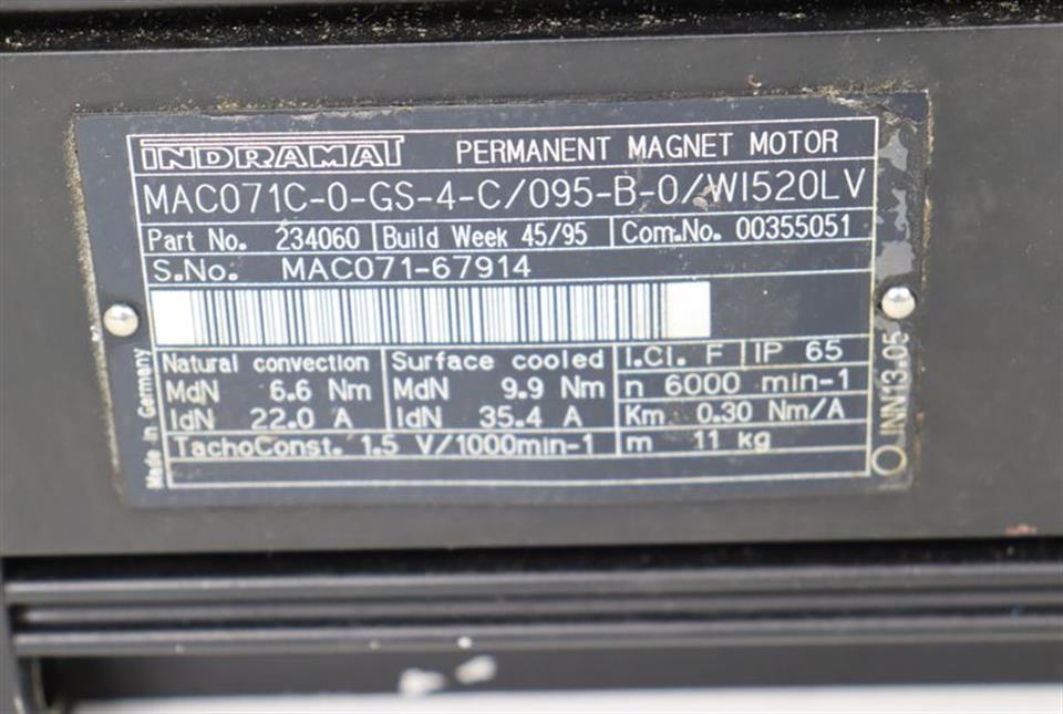 Rexroth Indramat MAC071C-0-GS-4-C/095-B-0/WI520LV PERMENT MAGNET TOP ZUSTAND