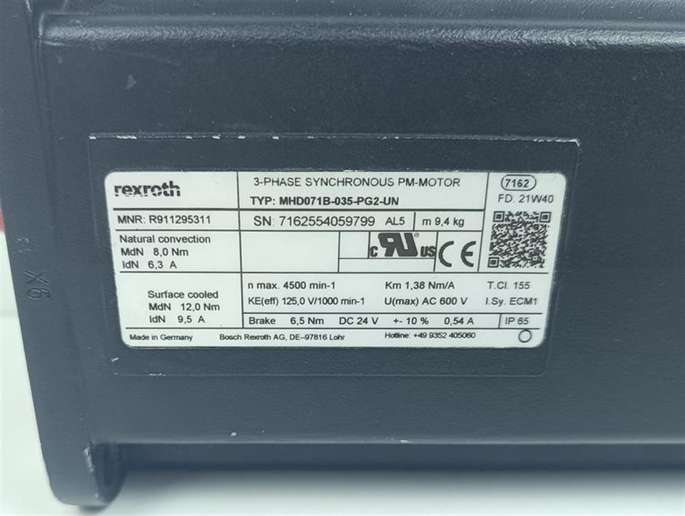 Rexroth Indramat MHD071B-035-PG2-UN Servomotor nmax 4500 TESTED NEUWERTIG