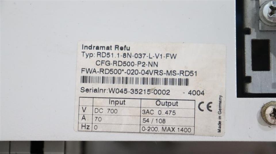 Rexroth Indramat RD51.1-8N-037-L-V1-FW CFG-RD500-P2-NN