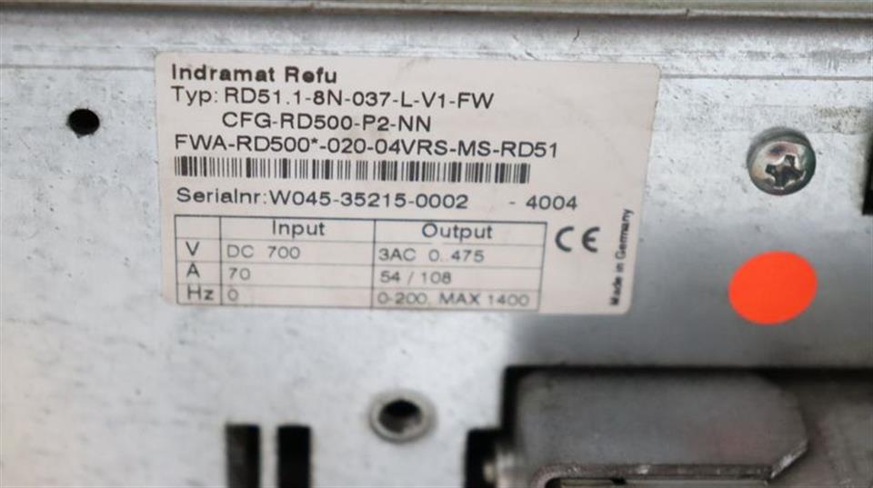 Rexroth Indramat RD51.1-8N-037-L-V1-FW CFG-RD500-P2-NN