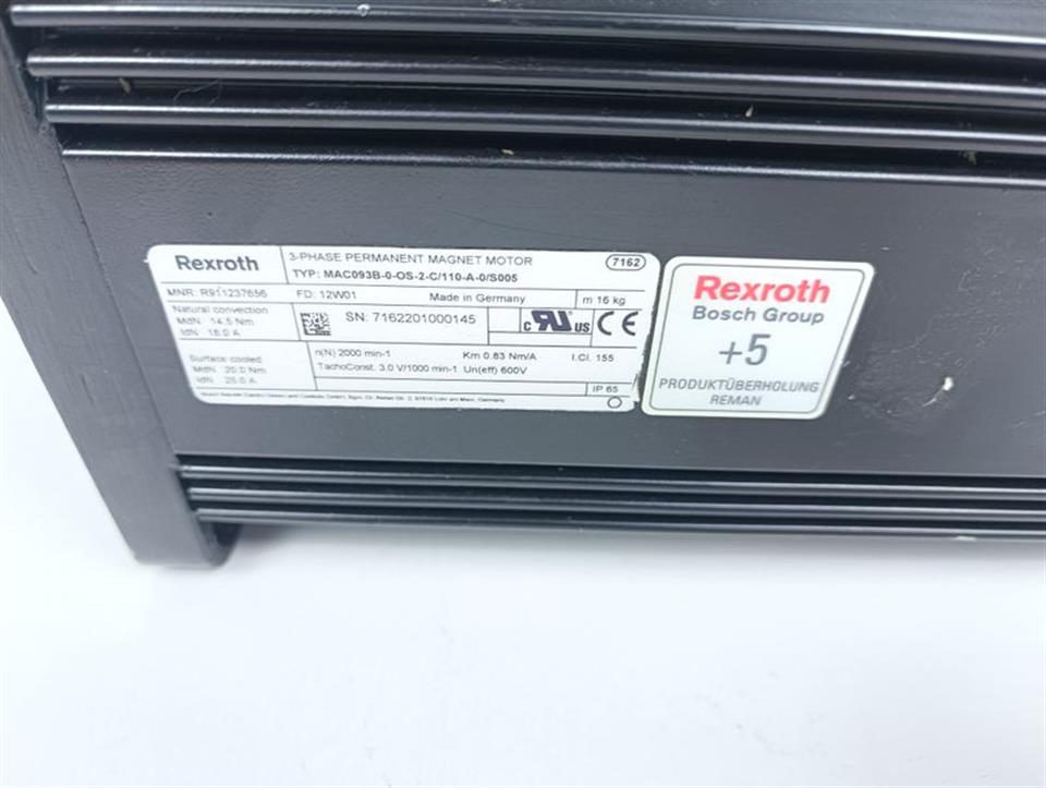 Rexroth Indramat Servomotor MAC093B-0-OS-2-C/110-A-0/S005 TESTED REFURBISHED