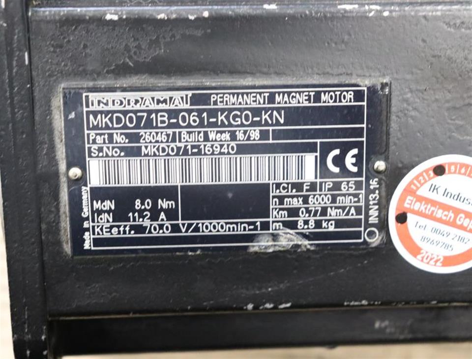 Rexroth Indramat Servomotor MKD071B-061-KG0-KN TESTED & TOP ZUSTAND