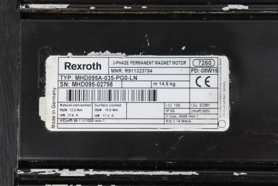 Rexroth Servomotor MHD095A-035-PG0-LN MNR: R911323754 TESTED & TOP ZUSTAND