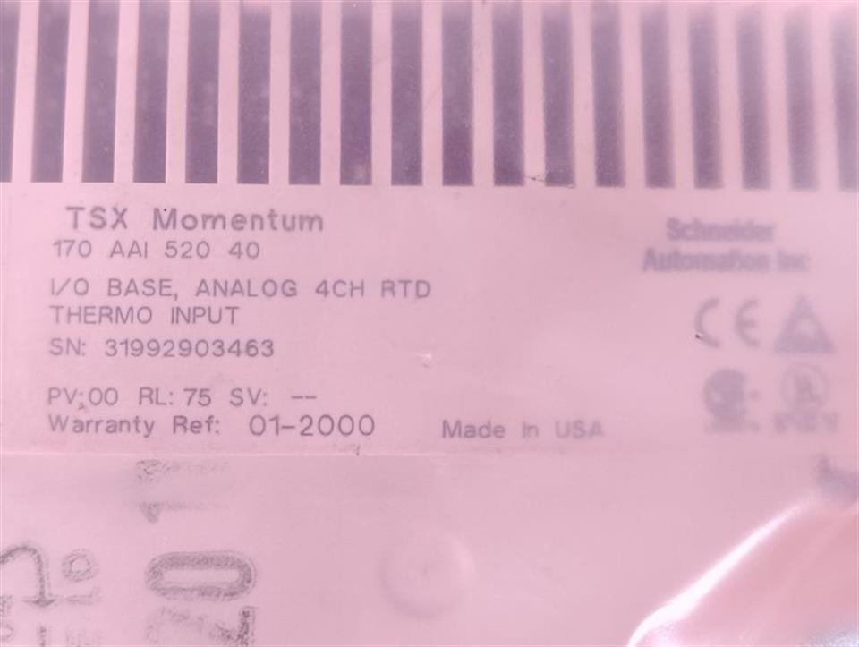 Schneider Automation INC TSX MOMENTUM 170AAI52040 I/O Base TOP ZUSTAND