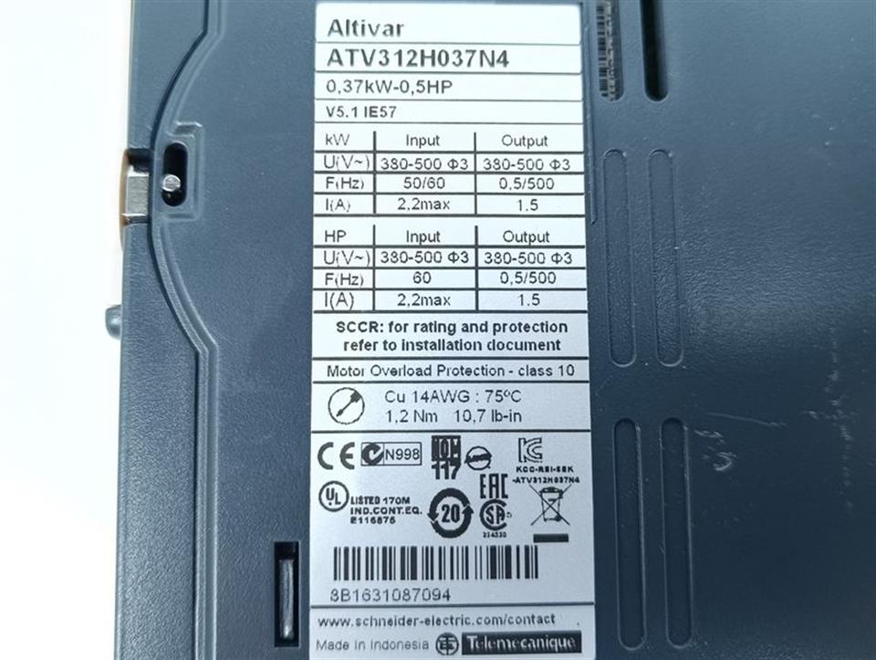 Schneider Electric Altivar ATV312H037N4 0,37kW 0,5HP TESTED & UNUSED