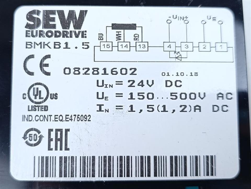 SEW Eurodrive BMK B1.5 Bremsgleichrichter Art Nr. 08281602 TOP ZUSTAND