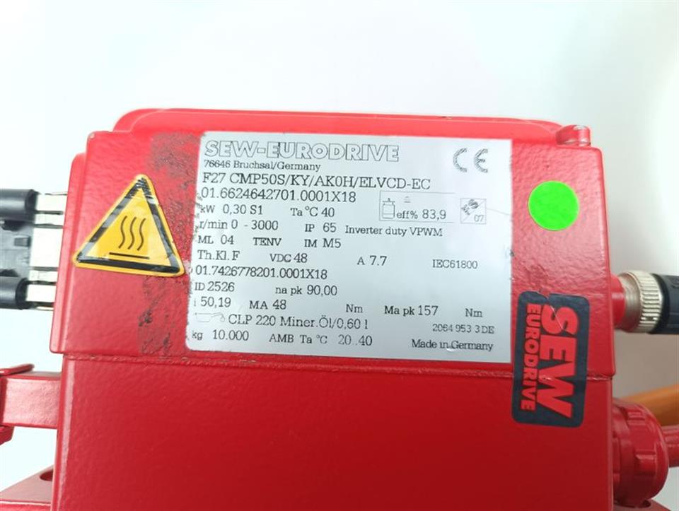 SEW Eurodrive F27 CMP50S/KY/AK0H/ELVCD-EC Servo-Kleinspannungsantrieb NEUWERTIG