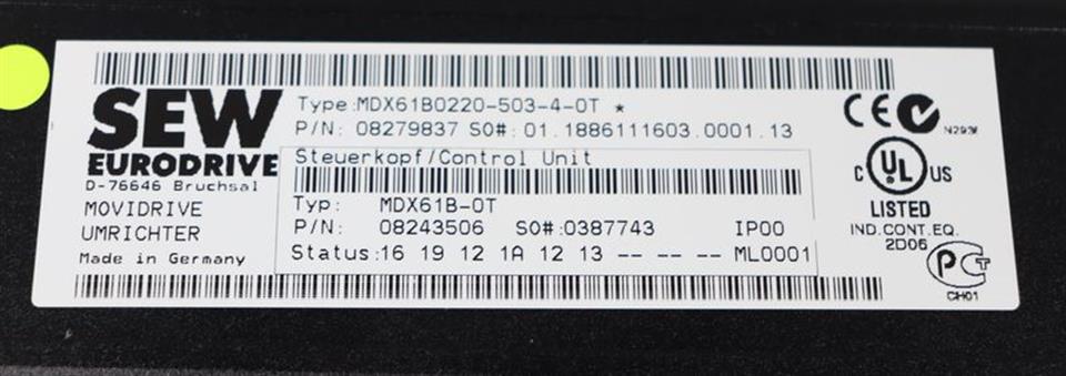 SEW EURODRIVE MDX61B0220-503-4-0T MDX60A0220-503-4-00 TESTED TOP ZUSTAND