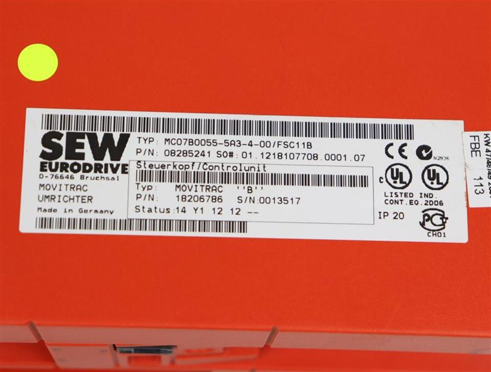 SEW MC07B0055-5A3-4-00 + MDX60A0054-5A3-4-00 400V 5,5kW TESTED & TOP ZUSTAND