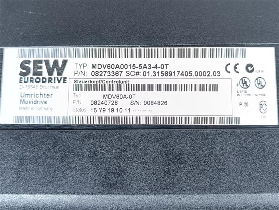 SEW MDV60A0015-5A3-4-0T + MDX60A0015-5A3-4-00 + DBG11B-08 TESTED & TOP ZUSTAND