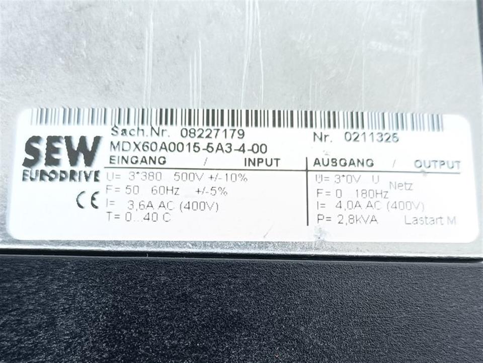 SEW MDV60A0015-5A3-4-0T + MDX60A0015-5A3-4-00 + DBG11B-08 TESTED & TOP ZUSTAND