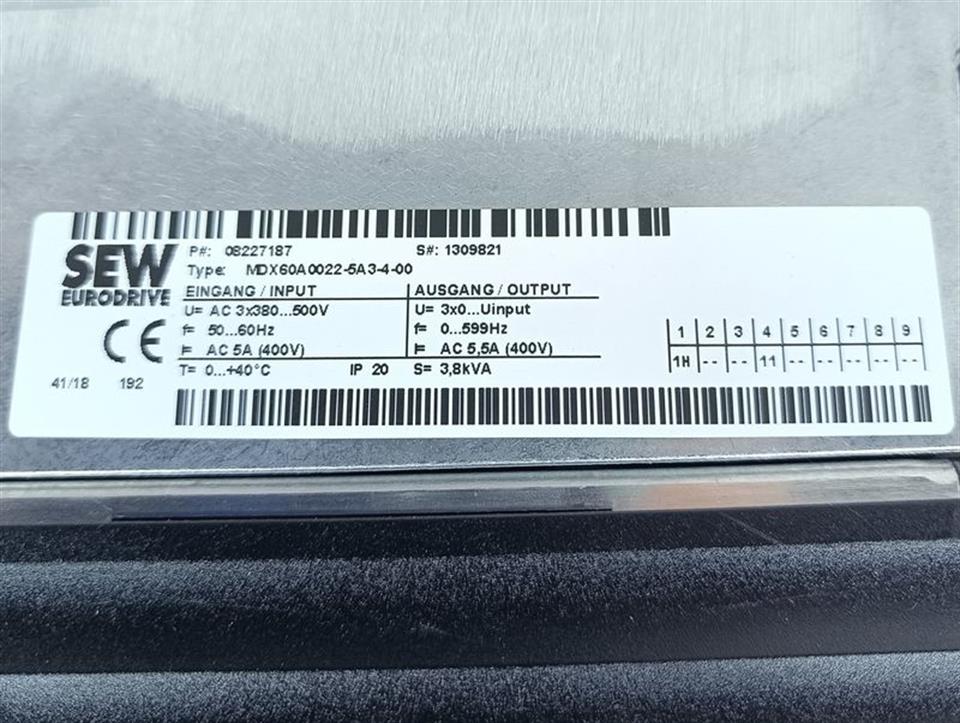 SEW MDX61B0022-5A3-4-0T + MDX60A0022-5A3-4-00 + DBG60B-10 TESTED & TOP ZUSTAND