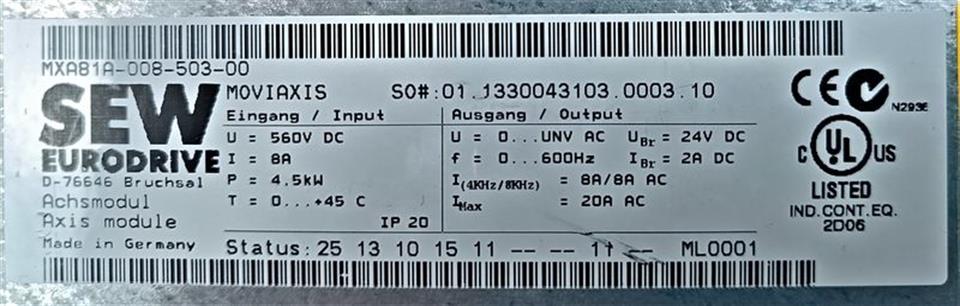 SEW Moviaxis MXA81A-008-503-00 Achsmodul TESTED & TOP ZUSTAND