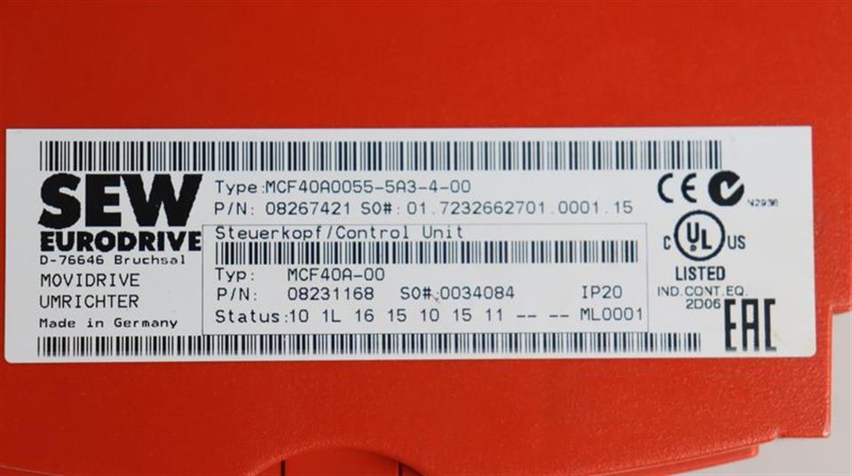 SEW Movidrive MCF40A0055-5A3-4-00 + MDx60A0055-5A3-4-00 TESTED & TOP ZUSTAND
