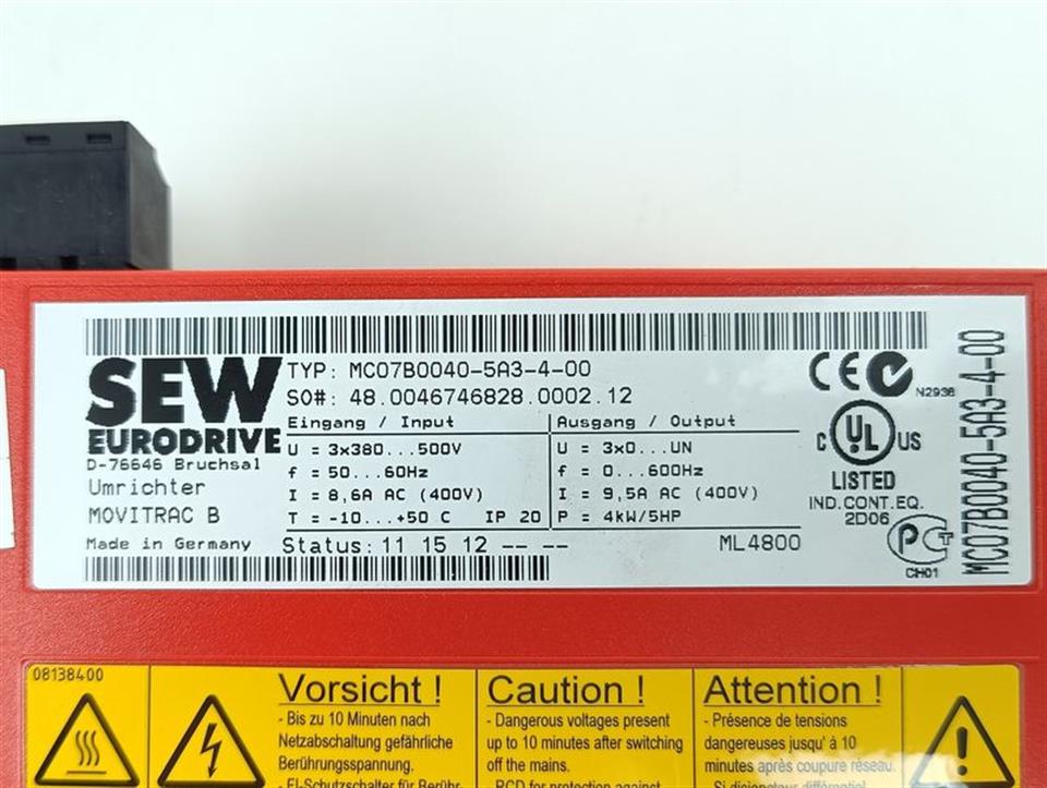 SEW Movitrac B MC07B0040-5A3-4-00 + FSC11B 4kw 400V TESTED & TOP ZUSTAND