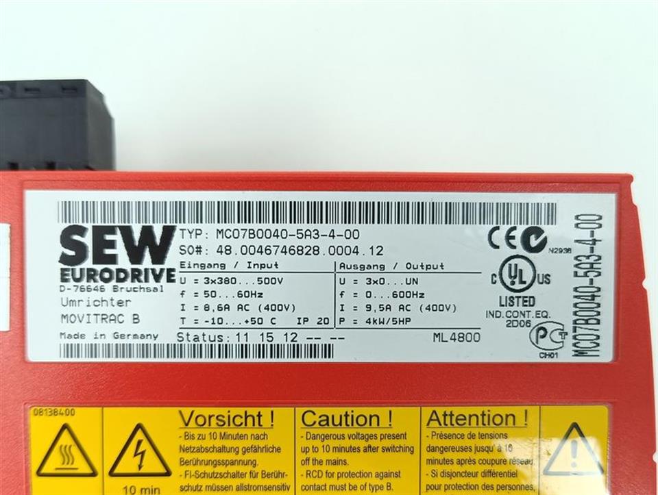 SEW Movitrac B MC07B0040-5A3-4-00 + FSC11B 4kw 400V TESTED & TOP