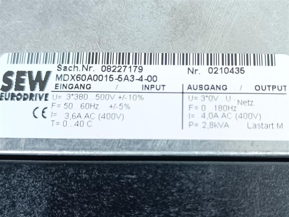 SEW Umrichter MDV60A0015-5A3-4-0T + MDX60A0015-5A3-4-00 TESTED & NEUWERTIG