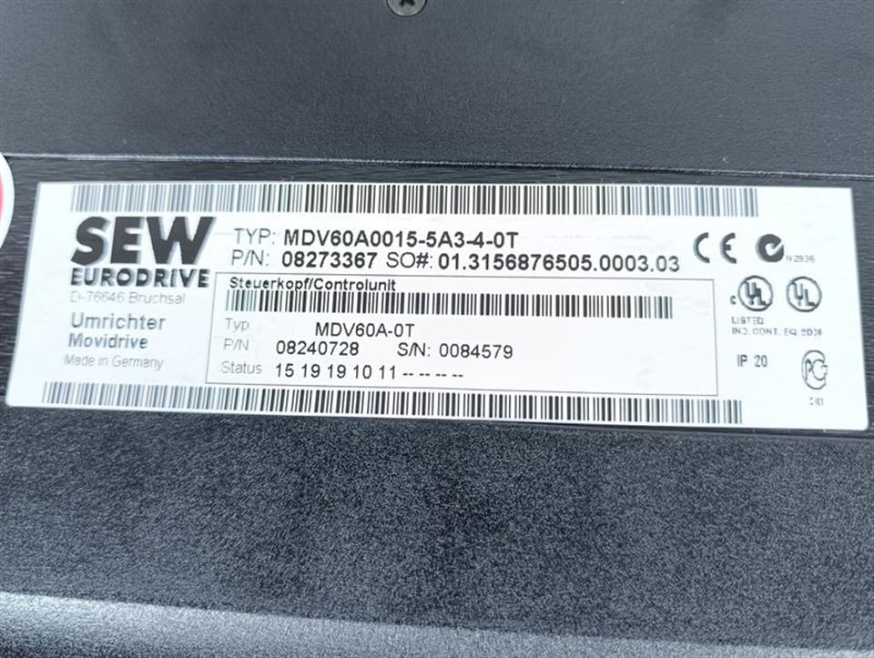 SEW Umrichter MDV60A0015-5A3-4-0T + MDX60A0015-5A3-4-00 TESTED & NEUWERTIG