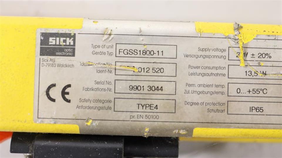 Sick 14-FGS Lichtschranke Sender FGSS1800-11 + Empfänger FGSE1800-11 TOP ZUSTAND