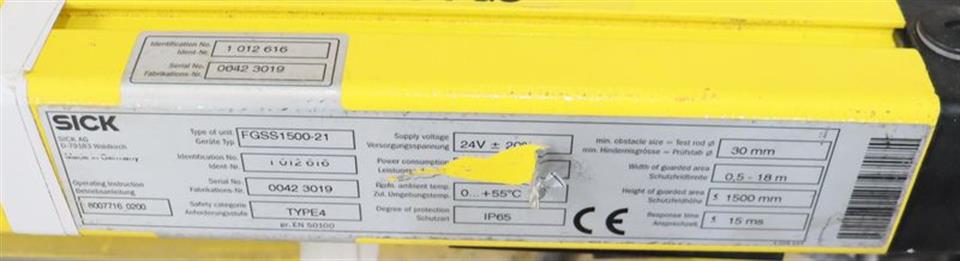 Sick 30-FGS Lichtschranke Sender FGSS1500-21 + Empfänger FGSE1500-21 TOP ZUSTAND