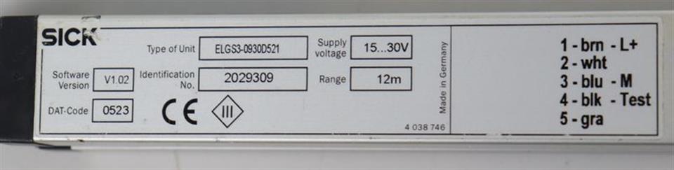 Sick ELGS3-0930D521 ID-NR: 2029309 OPTICAL SENSOR