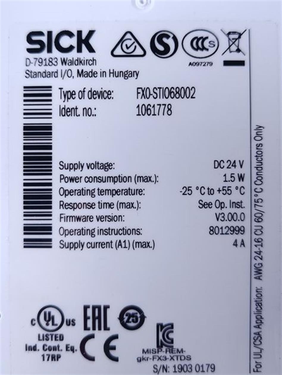 SICK FX0-STI068002 Ident.no.: 1061778 TESTED & NEUWERTIG