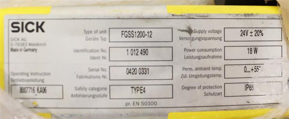 Sick Lichtschranke Sender FGSS1200-12 + Empfänger FGSE1200-12 TOP ZUSTAND