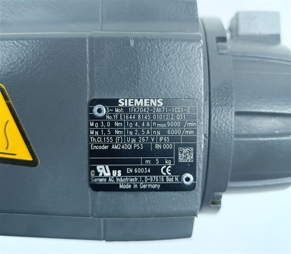 Siemens 1FK7042-2AK71-1CG1-Z Motor Z: Q31 1FK7042-2AK71-1CG1 TESTED & NEUWERTIG