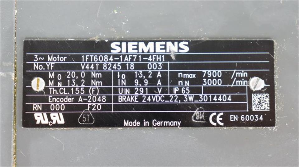 Siemens 1FT6084-1AF71-4FH1 Servomotor TESTED & TOP ZUSTAND