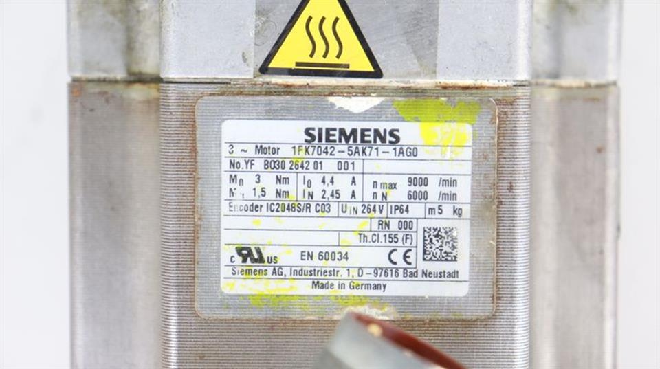 Siemens 3~Motor Servomotor 1FK7042-5AK71-1AG0 TESTED & TOP ZUSTAND