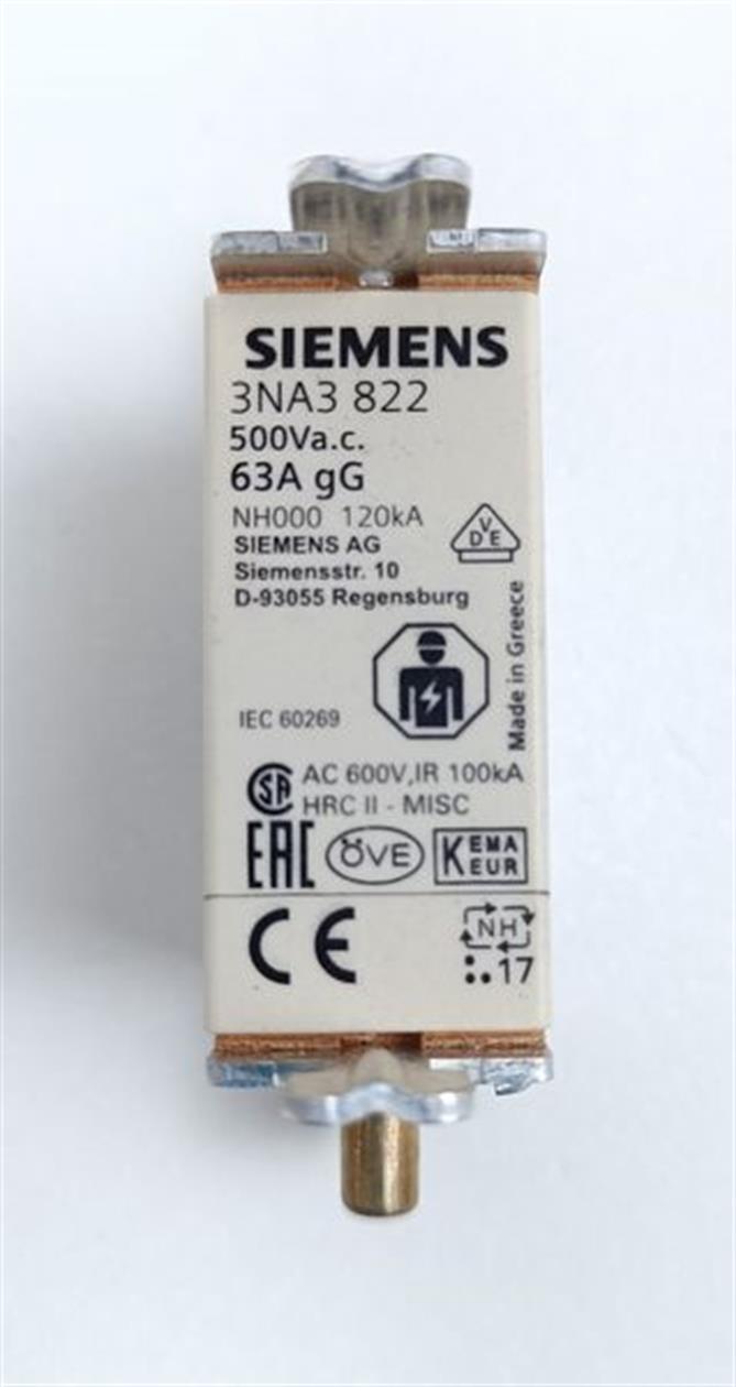Siemens 3NA3 822 Sicherungseinsatz Fuse Link TOP ZUSTAND