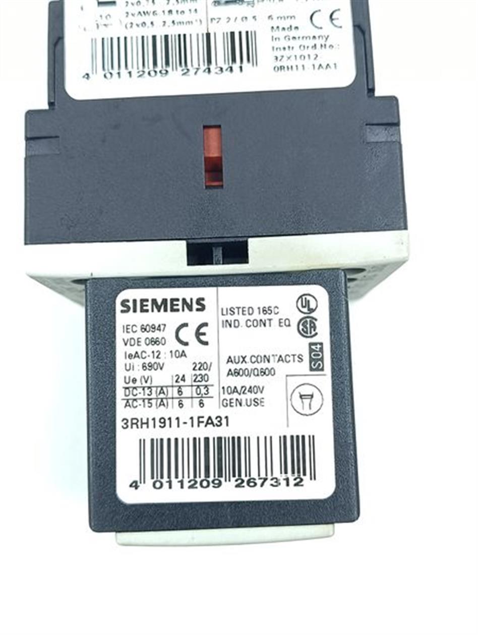 SIEMENS 3RH1140-1BB40 Hilfsschütz + 3RH1911-1FA31 + 3RT1916-1BB00