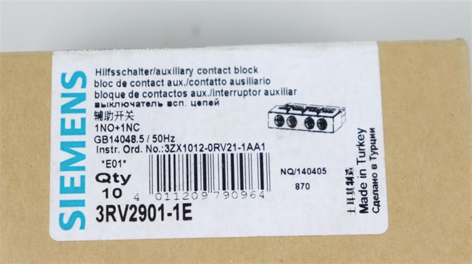 Siemens 3RV2901-1E UNUSED & OVP Qty: 02