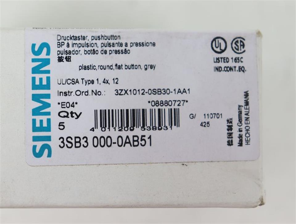 Siemens 3SB3 000-0AB51 Drucktaster push button UNUSED OVP