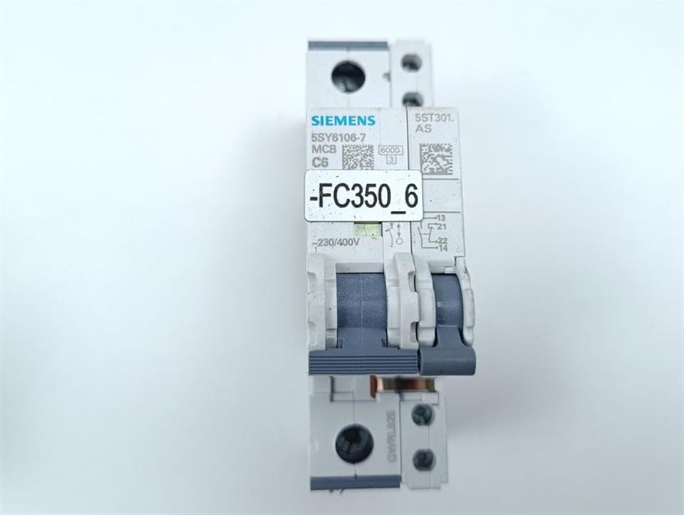 SIEMENS 5SY6106-7 MCB C6 + 5ST301.AS TOP ZUSTAND
