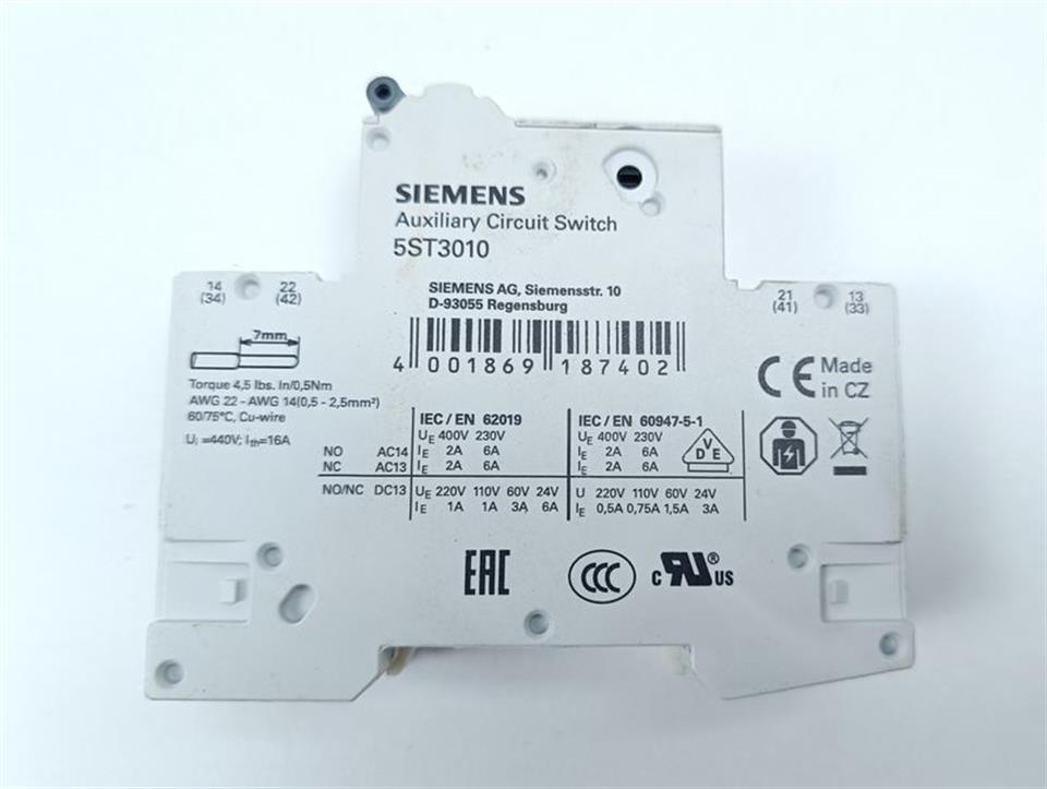 SIEMENS 5SY6106-7 MCB C6 + 5ST301.AS TOP ZUSTAND