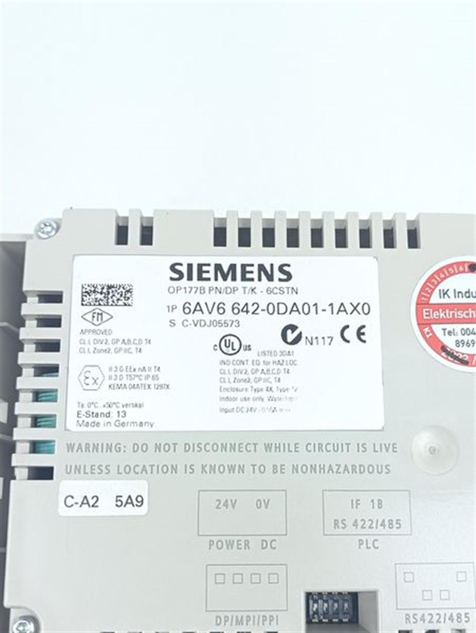 Siemens 6AV6 642-0DA01-1AX0 OP177B PN/DP T/K - 6CSTN E-Stand:13 TESTED NEUWERTIG