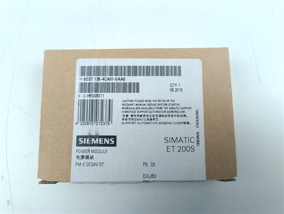 Siemens 6ES7 138-4CA01-0AA0 Power Module PM-E UNUSED & OVP