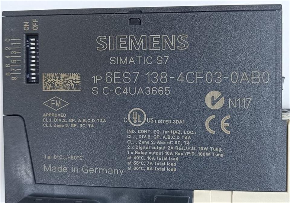 Siemens 6ES7 138-4CF03-0AB0 Modul + 6ES7 193-4CK20-0AA0 Sockel TOP ZUSTAND