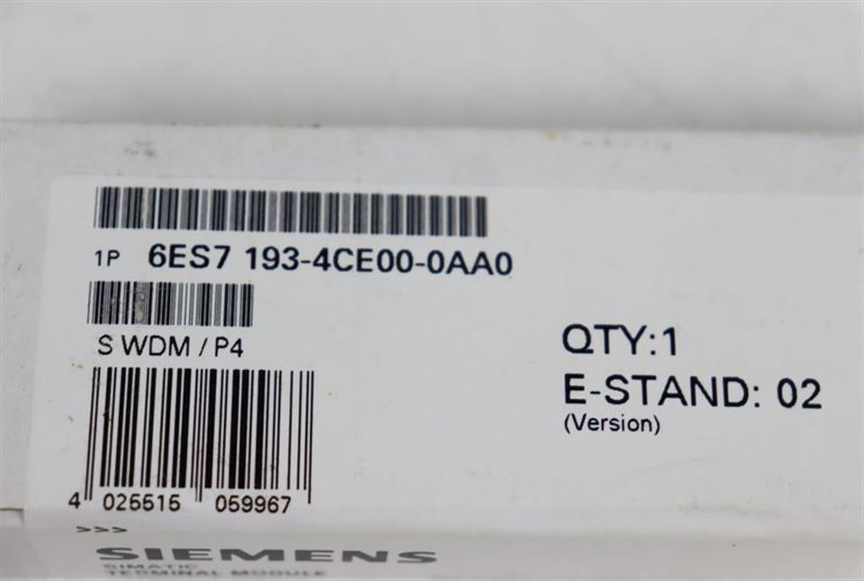 Siemens 6ES7 193-4CE00-0AA0 6ES7193-4CE00-0AA0 TERMINAL MODULE UNUSED OVP SEALED
