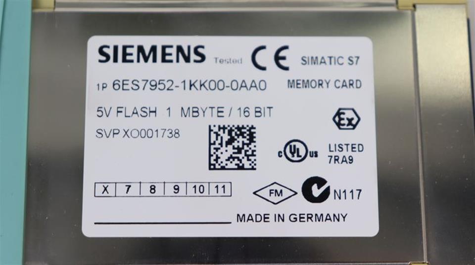 Siemens 6ES7 952-1KK00-0AA0 FS.6 5V Flash Memory 1MB 16Bit Card NEUWERTIG