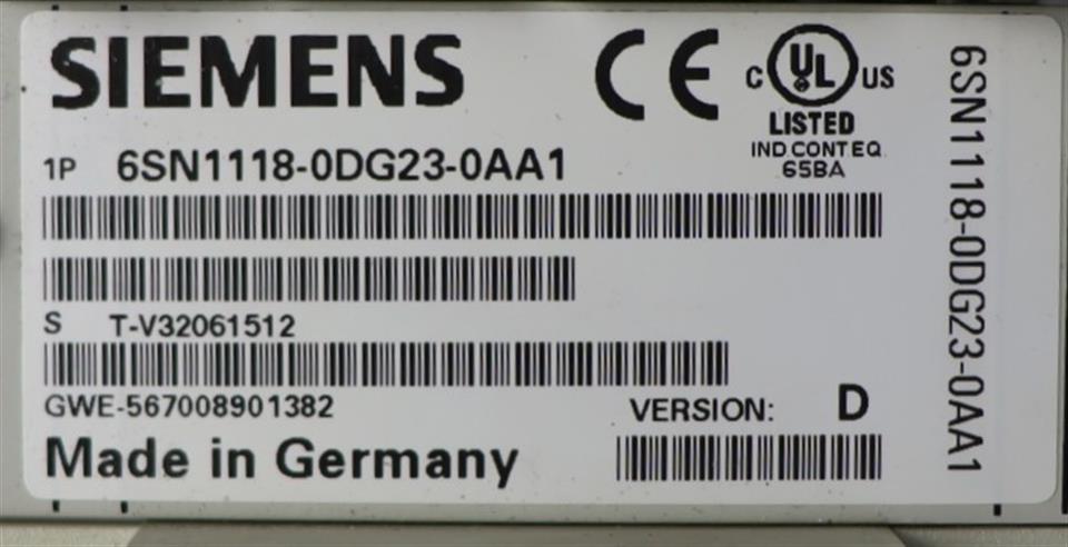 Siemens 6SN1118-0DG23-0AA1 Simodrive Baugruppe Version: D TESTED TOP ZUSTAND