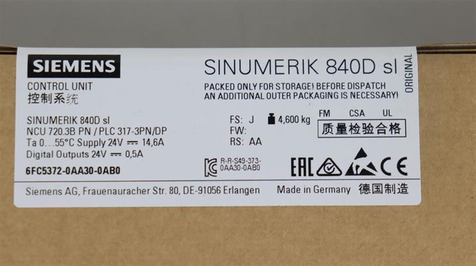 Siemens 840D SL NCU 720.3B 6FC5372-0AA30-0AB0 FS:J UNUSED & OVP & VERSIEGELT