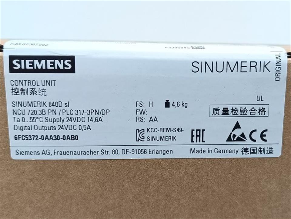 Siemens 840D sl NCU 720.3B PN PLC 317-3PN/DP 6FC5372-0AA30-0AB0 FS:H OVP SEALED