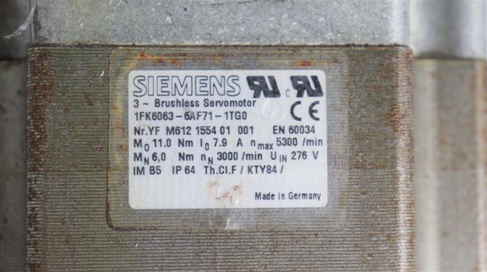 Siemens Brushless Servomotor 1FK6063-6AF71-1TG0 TESTED & TOP ZUSTAND