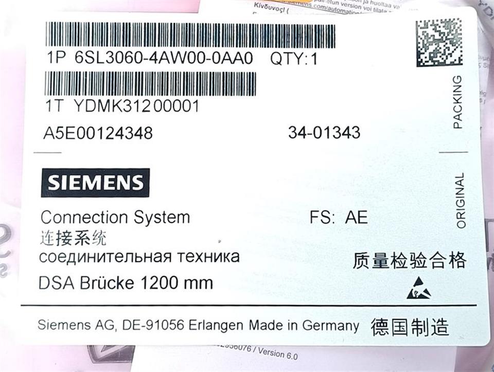 Siemens Connection 6SL3060-4AW00-0AA0 DSA Brücke 1200mm UNUSED & OVP & SEALED